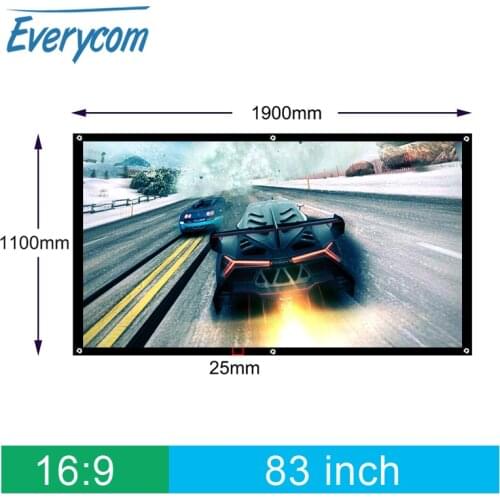 Everycom 83inch 16:9 3D HD Wall Mounted Projection Screen Canvas For Home theater Bar Club DiscoTravel Support LED DLP Projector