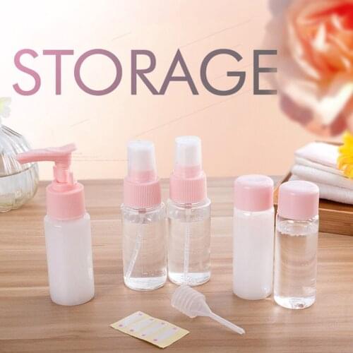 7Pcs Clear Empty Spray Bottle Travel Containers Plastic Bottles With Lotion Pump Transparent Portable Make Up Spray Bottle