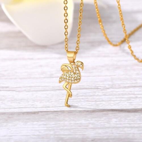 Flamingo Pendant Necklace Gold Color Chain Choker Necklace Women Aesthetic Necklace Party Fashion Jewelry Gifts one piece