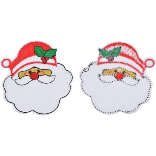 Christmas Decorate for Santa Claus Clothing Iron on Embroidered Sewing Applique Cute Sew On Fabric Badge DIY Apparel Accessories