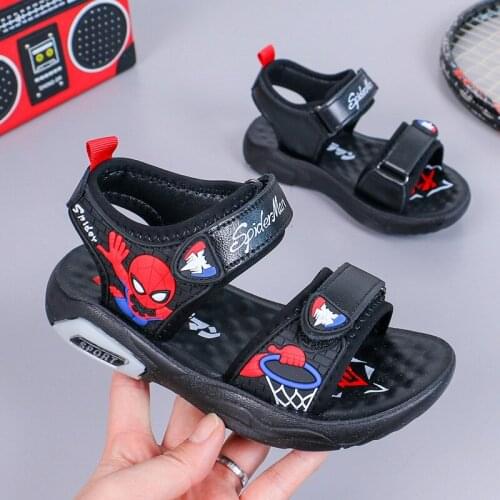 Childrens sandals new wear resistant cartoon spider man children shoes summer boys' beach shoes large childrens leisure shoes