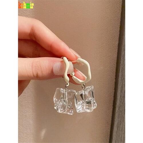 Kshmir Irregular transparent acrylic earrings for women with geometric temperament stud metal circle earrings jewelry gift