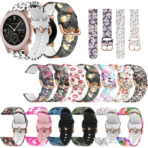 20mm Printing Silicone Watchband for Huami Amazfit GTR 42mm for Bip Lite S U GTS 2 Neo Camo Soft Band Strap
