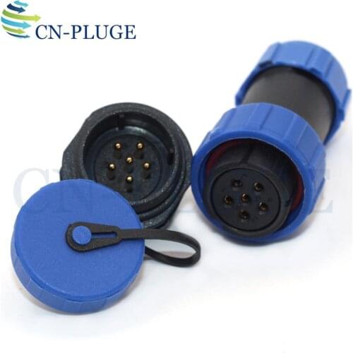 SP21 6 pin Waterproof Wire Rear nut Connector Male Socket and Female Plug IP68