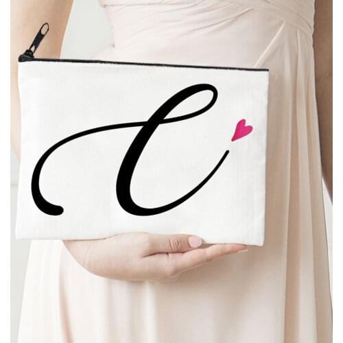 Alphabet Print Makeup Bag Female Storage Make Up Pouch Gift for Teacher Women Cosmetic Case Travel Toiletries Organizer