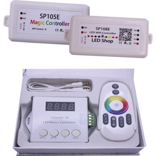 SP105E Bluetooth WS2811 WS2812B led controller SP108E SK6812 RGB/RGBW APA102 Music Colorfulx2 WS2801 pixels Led Strip Leds
