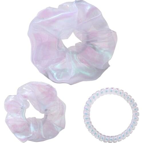 Reflective Color Scrunchies Hair Ring White Hair Ties Rope Autumn Winter Women Ponytail Hair Accessories Girls Hairbands Gifts