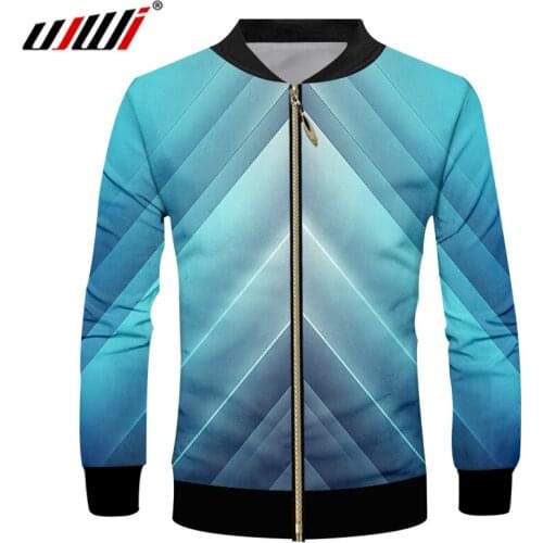UJWI New Casual Long Sleeve Striped Mens Zip Jacket 3D Printed Harajuku Loose Zipper Coat Wholesale Large Size 5XL