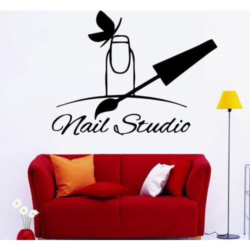 Nail Studio Wall Decals Artistic Butterflies Manicure Pattern Bedroom Window Home Decoration Murals Vinyl Wall Stickers Z356