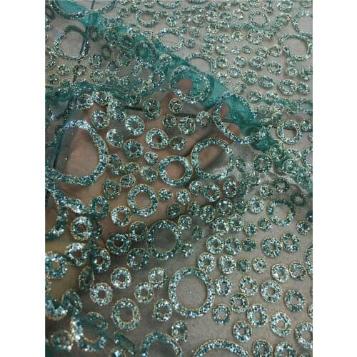 Green color design on sale glued glitter lace fabric BZL-112613 French Lace Fabric for party or wedding dress