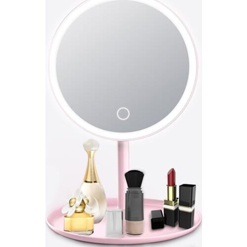Screen Switch L-ED Backlit Makeup Mirror Natural White Light Detachable Base Desk Makeup Mirror