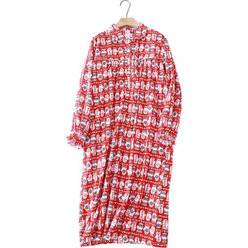 Plus size New Spring sexy red long sleepdress women sleepwear 100% cotton simple cute Cartoon long nightgowns Women nightdress