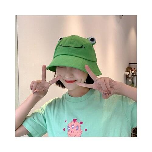 2020 Frog Bucket Hat for Women Summer Autumn Plain Women Panama Outdoor Hiking Beach Fishing Cap Sunscreen Female Sunhat Bob