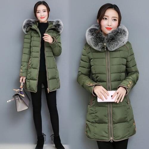 2020 Winter Jacket Women Parka Big Fur Collar Hooded Overcoat Long Coat Female Jacket Warm Cotton-Padded Coats Casual Parkas 942