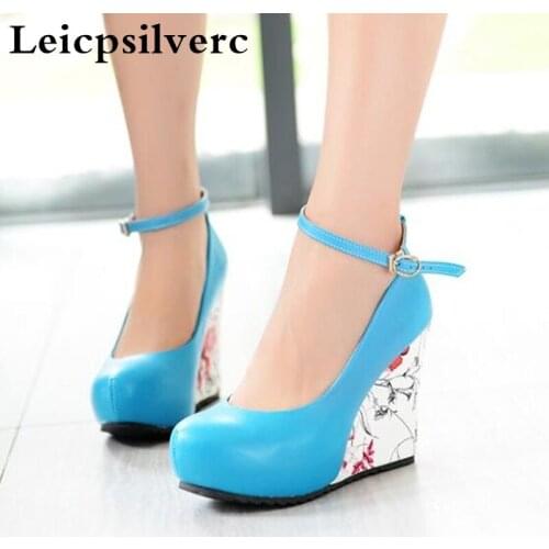New summer slope with high color high heel single shoe shallow round head high heel women shoes