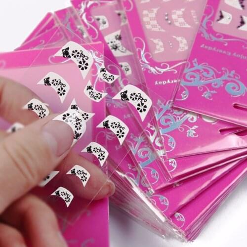 10 Sheets/Lot French Manicure 3D Designs DIY Nail Art Stickers Transfers Decals Manicure Tip Nail Decoration