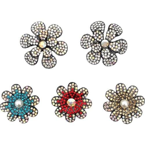 10pcs Crystal Flower Barrettes Women Vintage Rhinestone Hairpins Headwear Girls Hair Accessories Patches Clothing