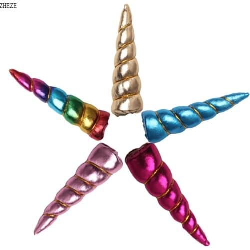 10Pcs/Lot 4'' Rainbow Colors Unicorn Horn For Child Headwear Birthday Party Kids Headbands Women Glitter DIY Hair Accessories