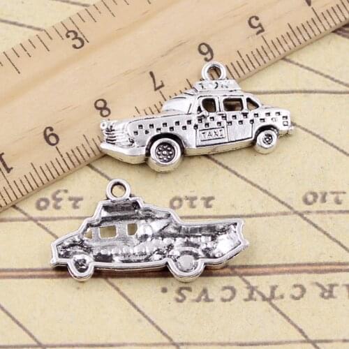 10pcs Charms New York Taxi Car 18x32mm Tibetan Silver Color Pendants Antique Jewelry Making DIY Handmade Craft