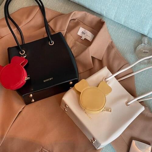 2pcs Disney mickey mouse pu shoulder bag coin bag lady tote bag fashion cartoon handbag