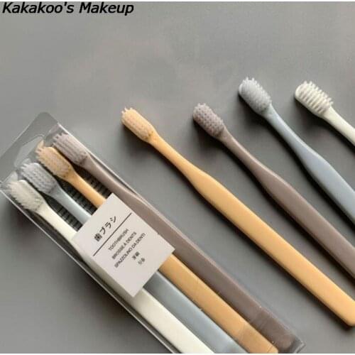4pcs Adult Oral Health Care Toothbrush Environmental Protection Bamboo Charcoal Fine Soft Boxed Household Toothbrush