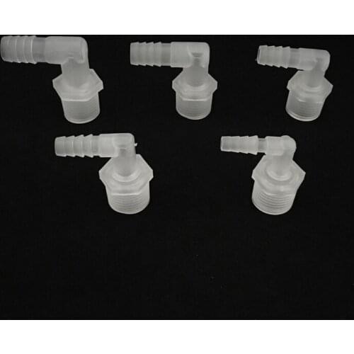 5Pcs 1/2" Thread to 6.4mm-12.7mm Plastic Elbow Hose Connector Fish Tank Tubing Adapters