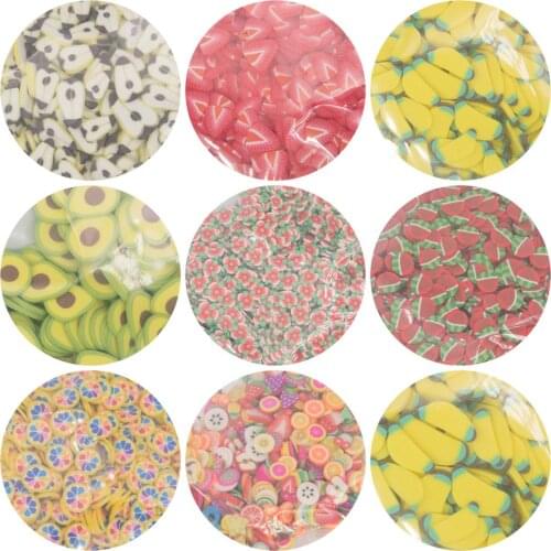 65g avocado pear Strawberry Banana peach watermelon lemon Shape Polymer Clay Slices For Slimes Filling DIY Handcraft Accessory