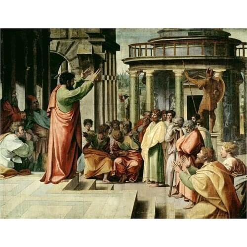 5D DIY Full Round Diamond Painting Raphael《St Paul Preaching at Athens》Cross Stitch 3D Embroidery Mosaic Home Decor Gift Y580