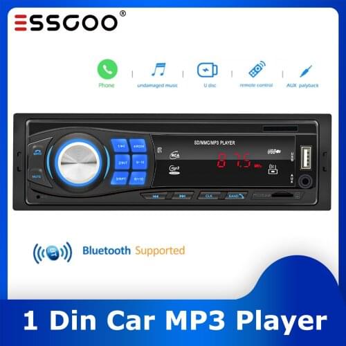 Essgoo 1 Din Car Radio Bluetooth Car Stereo LED Screen FM Aux Input Mp3 USB AUX IN FM Car Player Charging Handfree Dropshipping