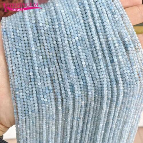 High Quality Natural Aquamarines Stone 2.5/3/4mm Faceted Round Shape Loose Spacer Small Beads Gem Jewelry Accessory 38cm b177