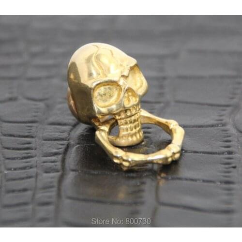 C06) 3pc Solid Brass Concho Slide-Skull-O-Ring Wallet Chain Connector Jointpart Leathercraft