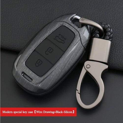 Carbon Fiber Car Key Case For Hyundai Santa Fe TM 2019 I30 2018 Solaris Azera Elantra Grandeur Accent Keychain Holder Protector