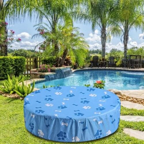 Outdoor Swimming Pool Cover Round Cat Paw Pattern Bathtub Tub Cover Foldable Children Pets Dustproof Waterproof Pool Protector
