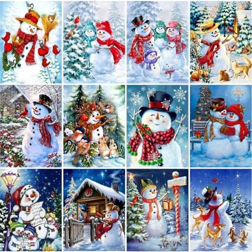 EverShine DIY Diamond Painting Landscape Cross Stitch Kits Handicrafts Diamond Embroidery Snowman Mosaic Art Winter Home Decor