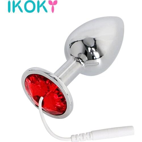 IKOKY Electro Butt Plug Sex Toys for Men Women 28*70mm Medical Themed Toys Therapy Massager Electric Shock Anal Plug Metal