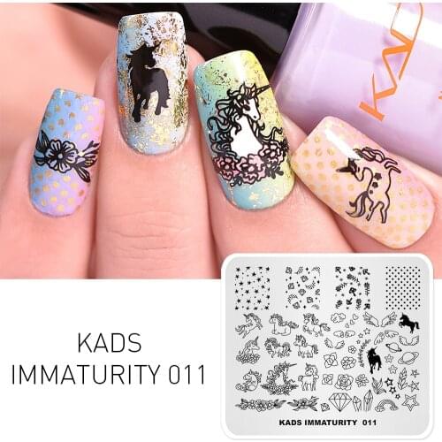 KADS Immaturity 011 Polish Nail Art Stamping Plates Horse Flower Diamonds pattern Image Template DIY Manicure Stencils Tools