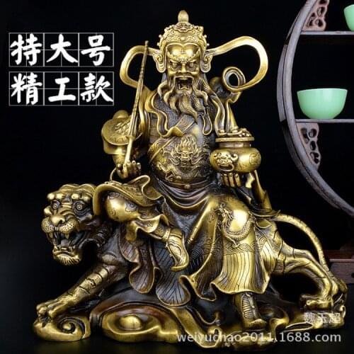 Chinese Fengshui Buddhist Brass Statue Zhao Gongming God Of Wealth Copper Statue Bronze Sculpture
