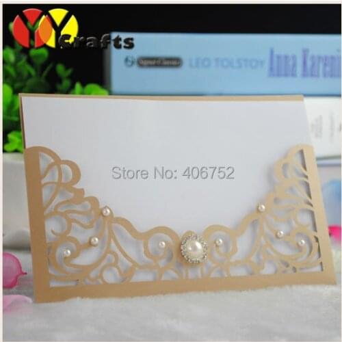 Royal champagine gold birthday card designs laser cut pocket invitations de mariage