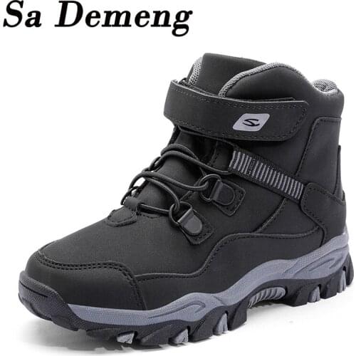New Leather Snow Boots Shoes for Girls Children Non-slip Warm Boots Fashion Soft Bottom Boys Girls Boots Kids Sneakers