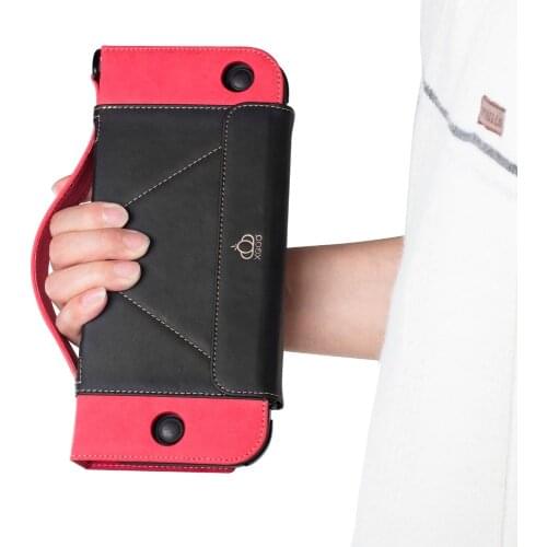 Portable Travel Storage Leather Wallet Bag Carrying Stand Case for Nintend Switch NS Controller Console and 12 Game Card holders