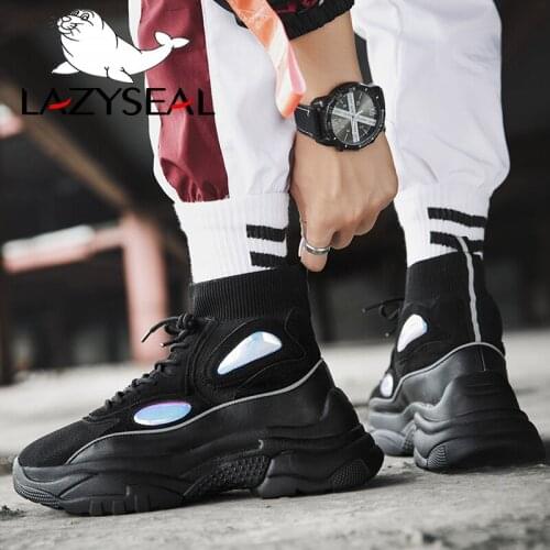 LazySeal Height Increasing 5cm Platform Sneakers Women Shoes Lace-up Round Toe Air Mesh Ankle Boots For Woman Walking Shoes