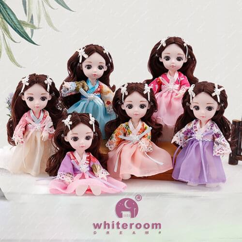 EIEIO Chinese style 1/12 bjd dolls for girls dress ancient costume clothes Kawaii Soft interactive Toys for KIDS children Gift