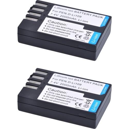 D-Li109 2000mAh Li-ion Battery for Pentax K-70 K70 K-50 K50 K-30 K30 K-S1 KS1 K-S2 KS2 K-r K-500 Digital Cameras