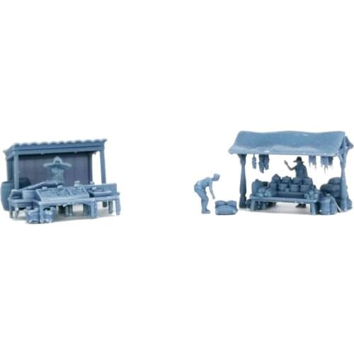 Outland Models Military Scenery Structure Meat Spicies Market and Figures Set 1:64 S Scale
