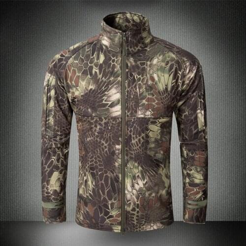 Men Outdoor Waterproof Camouflage Fleece Lining Warm Jackets Coats Hiking Climbing Hunting Tactical Softshell Tops Windbreaker