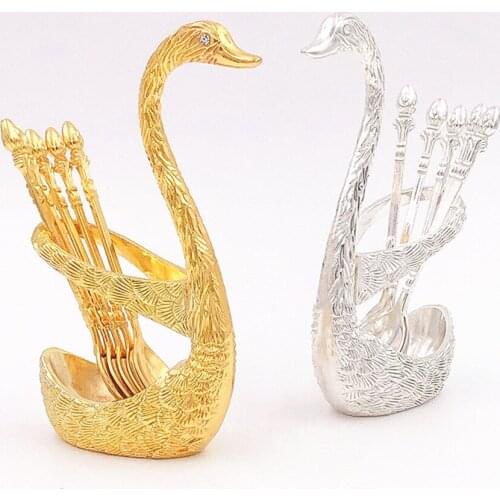 Fruit Fork Set Creative Cute Cygnus European High-end Metal Personality Coffee Spoon Small Spoon Household