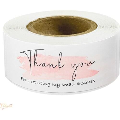 120Pcs/roll Thank You Sealing Sticker Self-adhesive Label for Products Gifts Party Rectangle Shape Pink 7.5*2.5cm