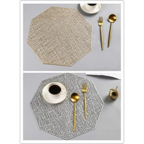 New 30pce/lot PVC Placemats Octagonal Hollow Waterproof Non Slip Table Mats Heat-insulated Pad Coaster