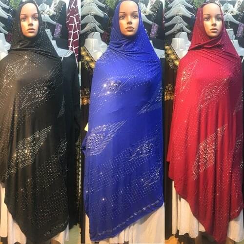 New High-grade Hijab African Soft Cotton scarf beads Fashion Big Shawls Covering Body Wraps With Diamonds For Muslim Women