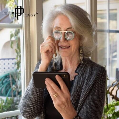 Retro Creative Reading Glasses Women Retro Round Farsight Eyeglasses Men Hyperopia Diopter +2.5 Small Portable Fashion Eyewear